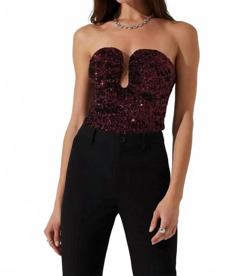 NEW ASTR arista strapless top in burgundy